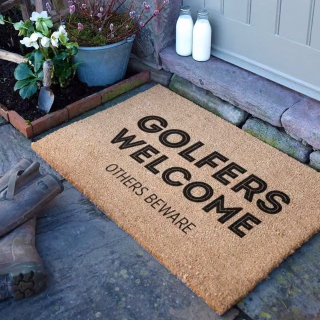 Artsy Mats Golfers Welcome Others Beware Doormat, Brown, W: 90 cm, D: 60 cm