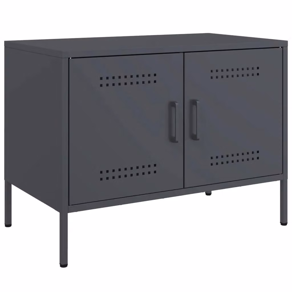 Berkfield Home Industrial Steel TV Cabinet in Anthracite, W: 68 cm, D: 39 cm, H: 50.5 cm – 2