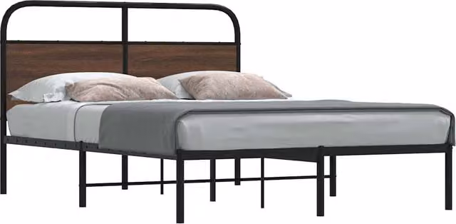 Berkfield Home Small Double Bed Frame in Brown Oak, W/D/H: 120 x 200 cm – 1