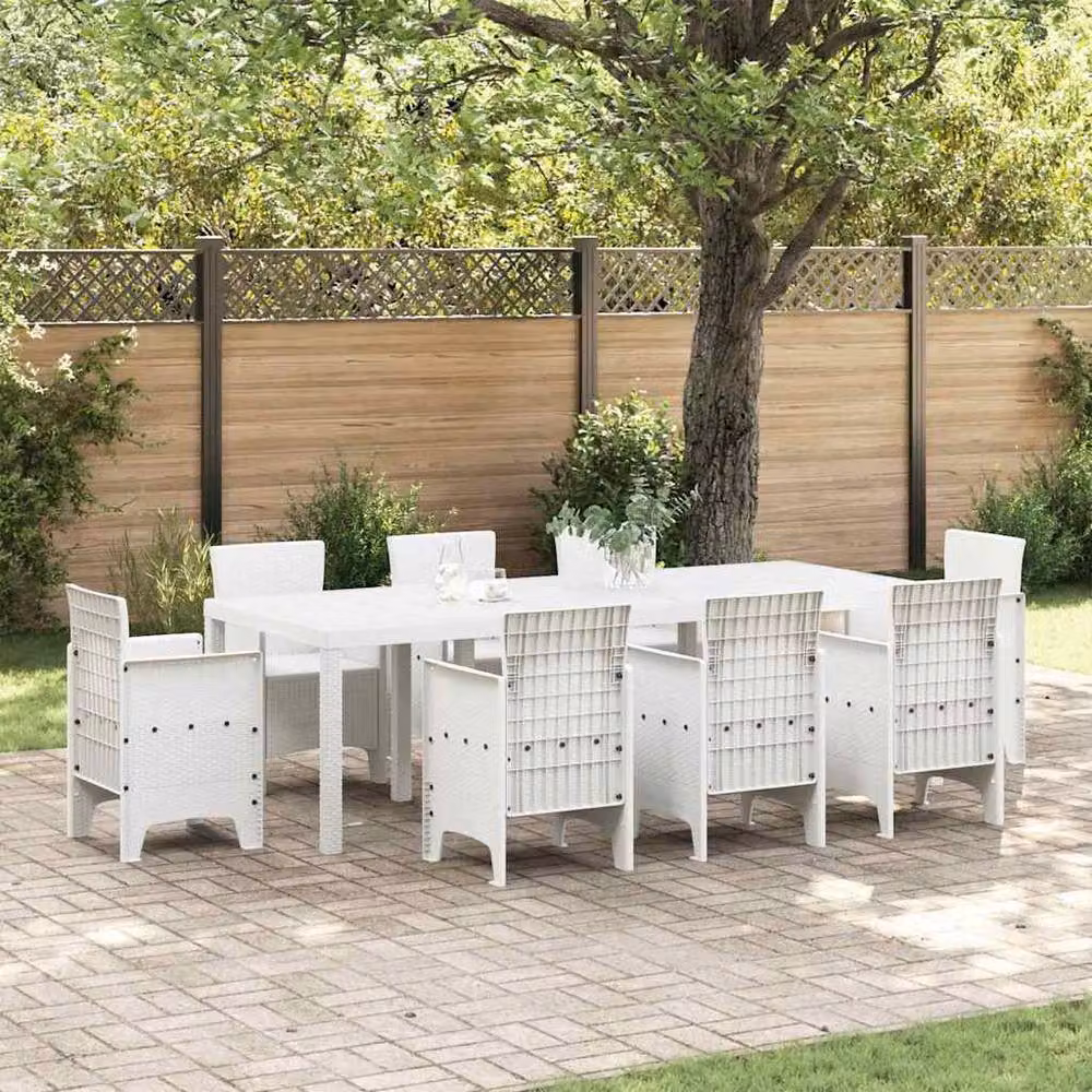 Berkfield Home White Poly Rattan Extendable Rectangular Garden Table W/D/H: 250 x 100 x 73 cm – 2