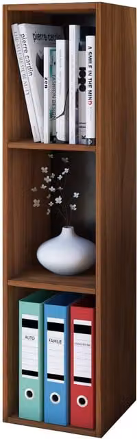 VCM Mendas 3-Tier Wood Stand Shelf in Walnut Brown, W/D/H: 107 x 34 x 30 cm – 1