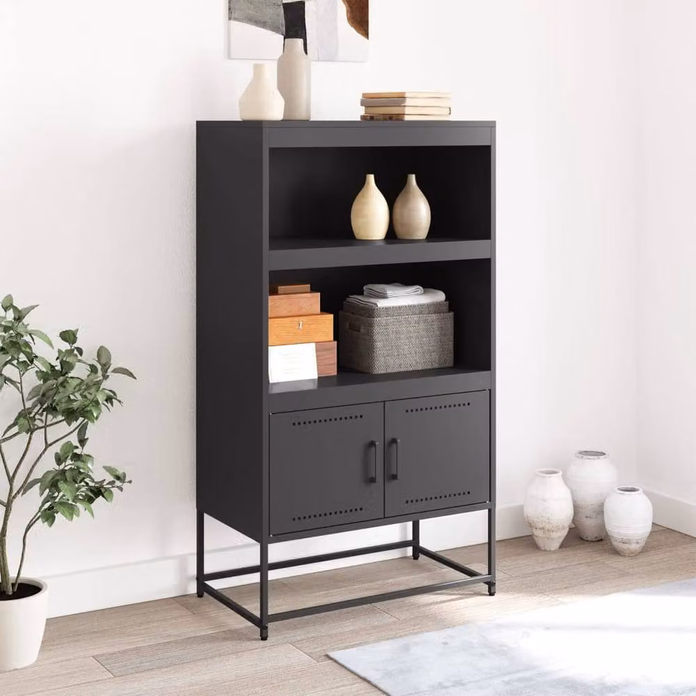 Berkfield Home Industrial Black Steel Highboard W/D/H: 68.5 x 38.5 x 123.5 cm – 3