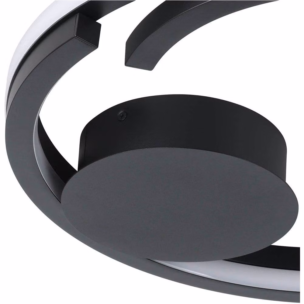 Loops Modern Black LED Ring Ceiling Light with Included Bulb – 3