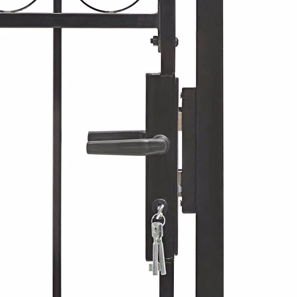Berkfield Home Arched Top Steel Fence Gate, Black, W: 100 cm, H: 150 cm – 6