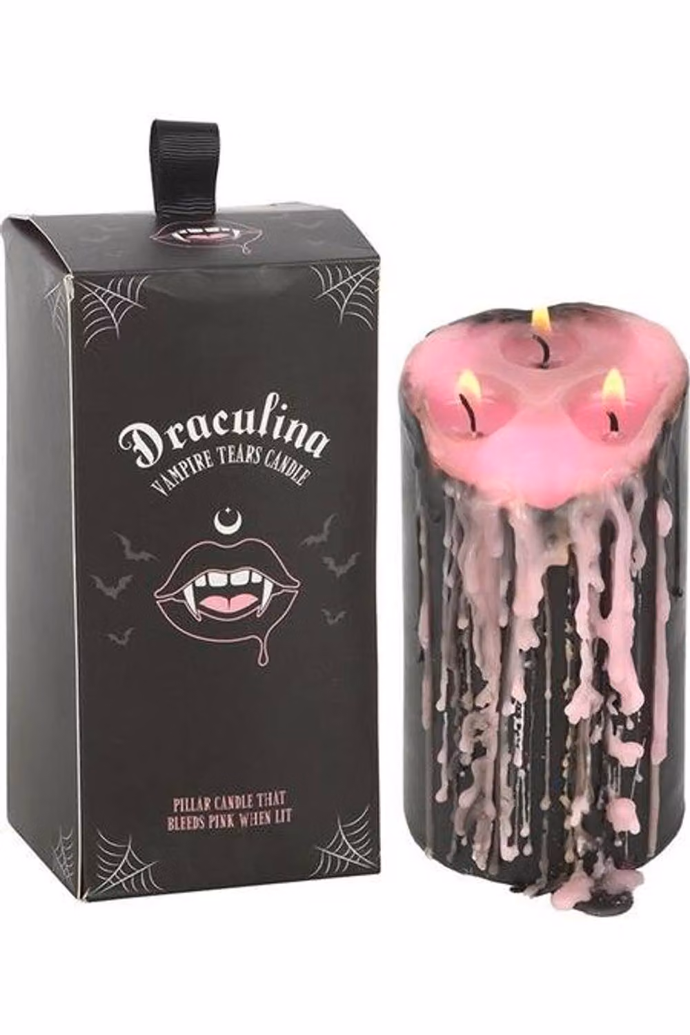 Something Different Wholesale Large Pink Vampire Tears Pillar Wax Candle in Black – 2