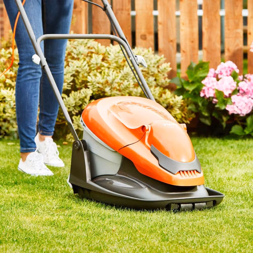 Flymo EasiGlide 300 Hover Collect Corded Electric Lawnmower in Orange and Grey with Fixed Blade and Collection Bag – 5
