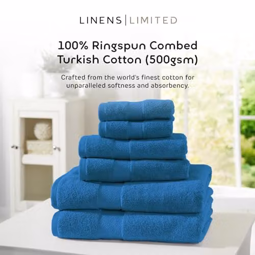 Linens Limited Turkish Cotton Bath Sheet, Cobalt Blue, W/D/H: 125 x 70 x 70 cm – 2