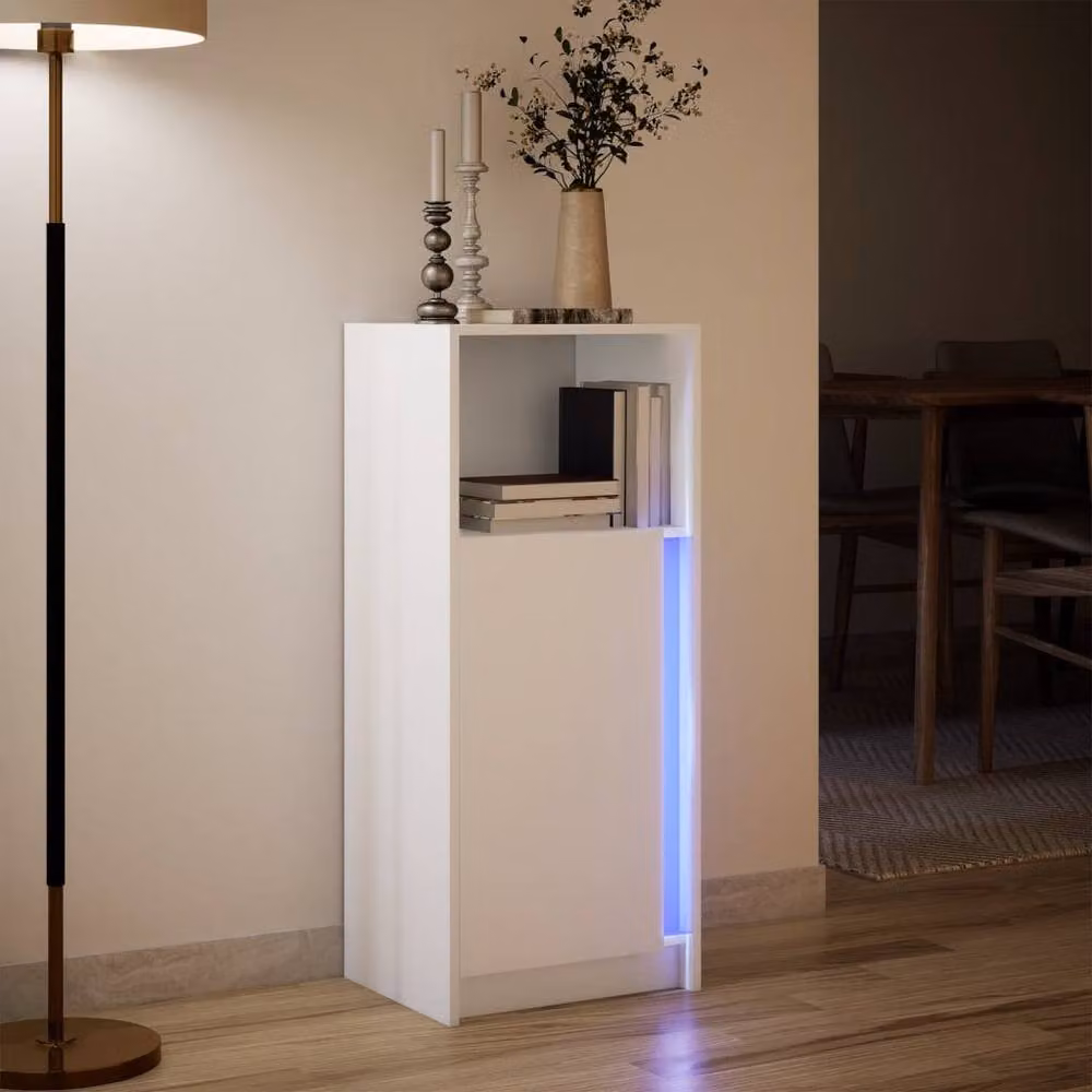 Berkfield Home White Modern Sideboard with Integrated LED Lighting and Glass, W/D/H: 42.5 x 34 x 100 cm – 2