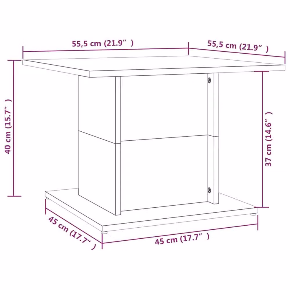 Berkfield Home Decorative Coffee Table in Smoked Oak Brown, W/D/H: 55.5 x 55.5 x 40 cm – 4