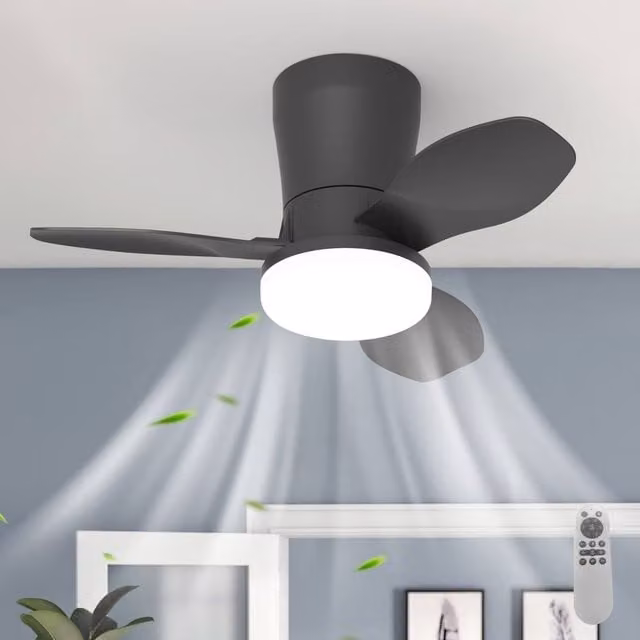 NIVOR LED Ceiling Fan with Light, Black, 6-Speed Reversible with Remote Control and Timer