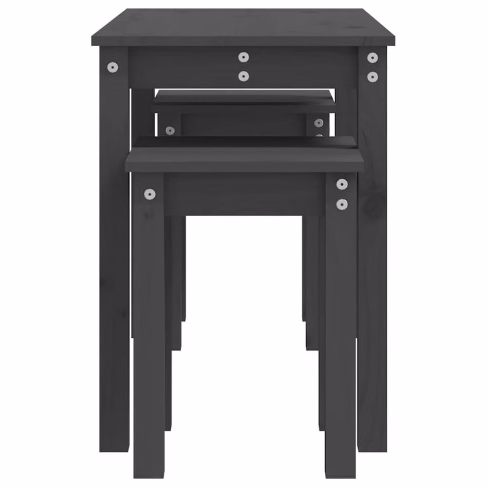 Berkfield Home Nesting Tables, 3 Piece Set in Grey Solid Pine Wood – 4
