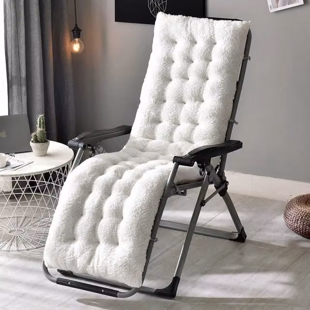 Livingandhome Sherpa Fleece Chair Pad with Non-Slip Base, White, W: 170 cm
