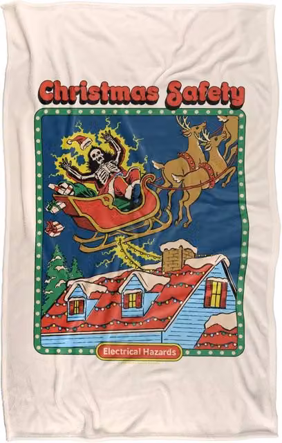 Steven Rhodes Christmas Safety Super Soft Fleece Throw Blanket, Multicolour, W/D/H: 91 x 147 cm