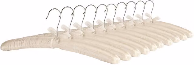 Harbour Housewares Padded Satin Clothes Hangers in White, 0.5kg