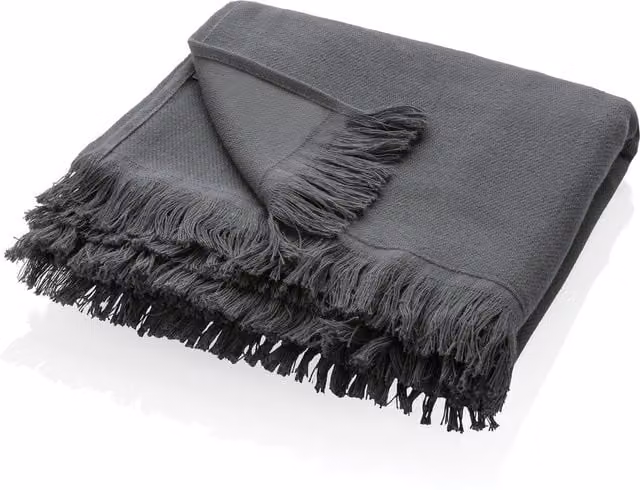 Ukiyo Keiko Aware Fluffy Cotton Hammam Bath Towel in Grey, W/D/H: 180 x 100 x 1 cm
