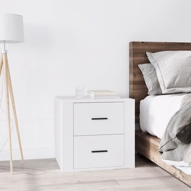 Berkfield Home White Bedside Cabinet W/D/H: 50 x 39 x 47 cm