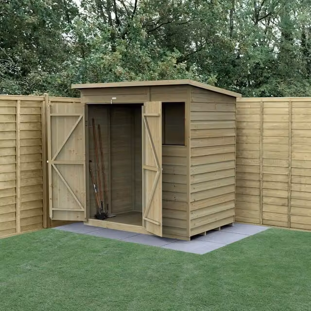 4LIFE Forest Garden Pent Wooden Shed in Brown with Base