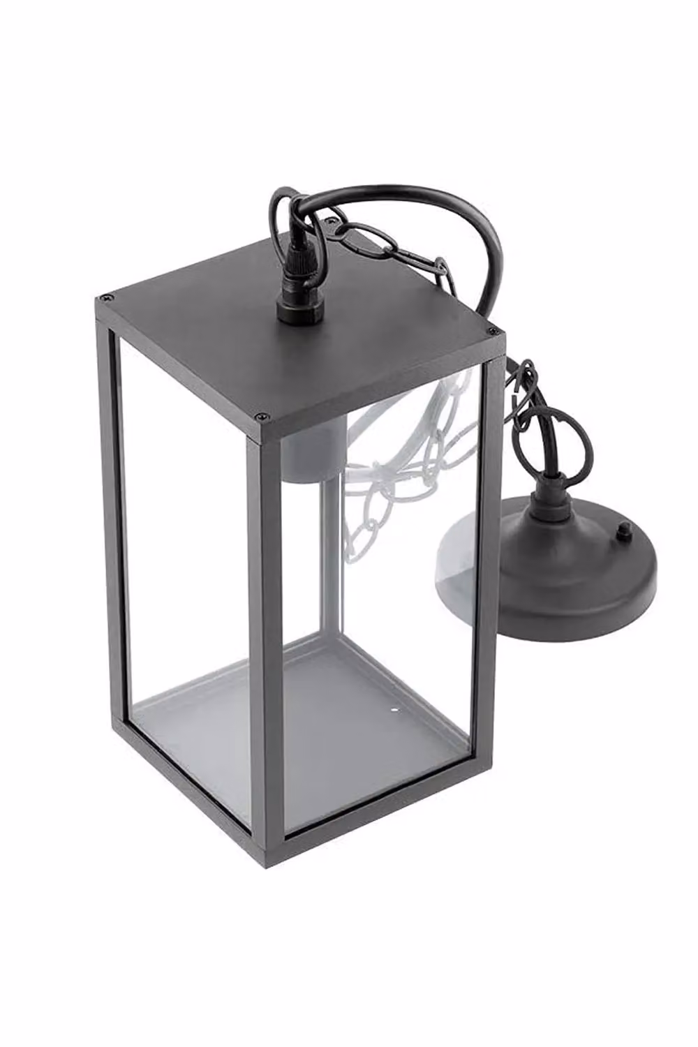 CGC Lighting Black Aluminium Industrial Hanging Outdoor Lantern with Transparent Glass – 2
