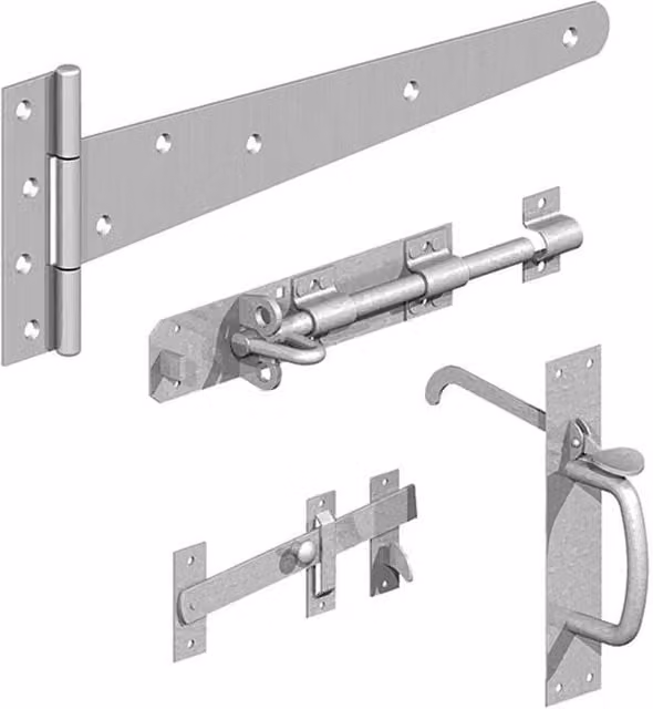 GateMate Galvanised Steel Side Gate Kit with Suffolk Latch in Silver