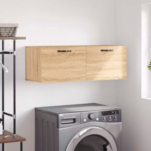 vidaXL Modern Wall Mounted Cabinet in Brown Sonoma Oak, W/D/H: 100 x 36.5 x 35 cm – 2