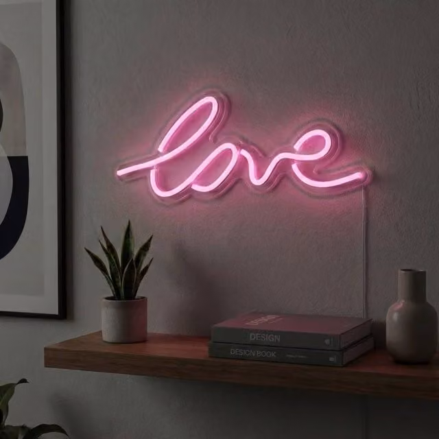 Garden Greatness Love Neon Sign Wall Decoration in Pink and Multicolour – 1