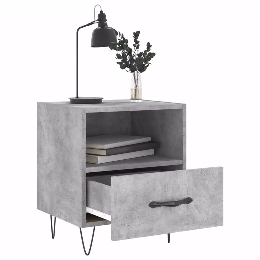 Berkfield Home Set of 2 Modern Bedside Cabinets in Concrete Grey, W/D/H: 40 x 35 x 47.5 cm – 2