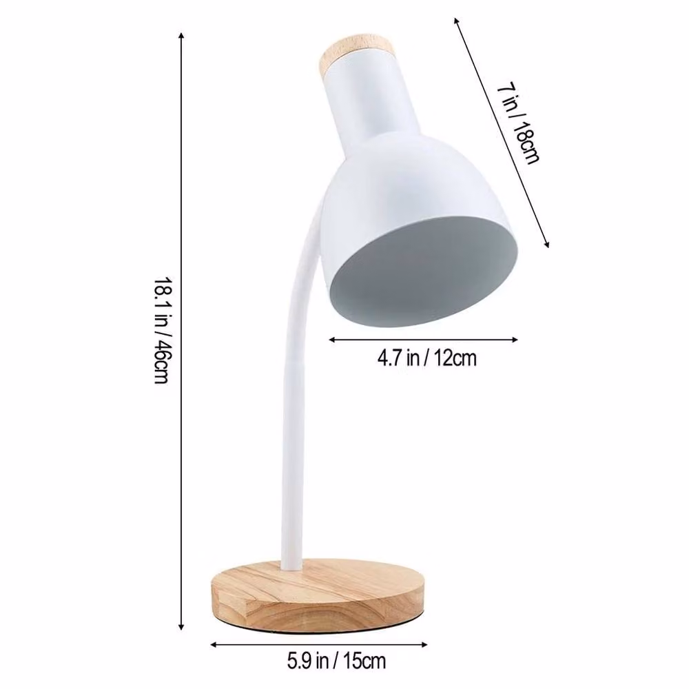 EONLION Modern Adjustable Desk Lamp in White and Wood – 2