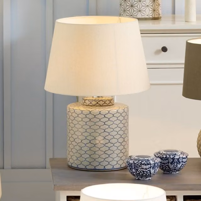 Pacific Lifestyle Oriental Ceramic Table Lamp in Blue and Beige