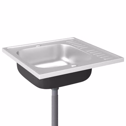 vidaXL Reversible Stainless Steel Kitchen Sink with Drainer Set in Silver, W/D/H: 60 x 60 x 15.5 cm