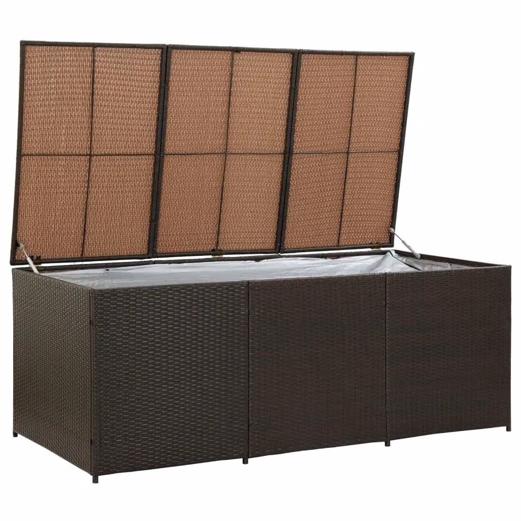 Berkfield Home Garden Poly Rattan and Steel Storage Box, Brown, W/D/H: 180 x 90 x 70 cm – 2