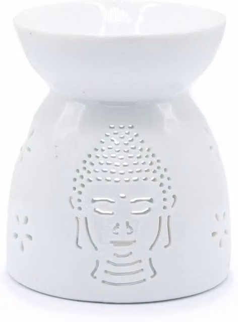 KDMD White Ceramic Buddha Cutout Oil Burner and Tabletop Diffuser