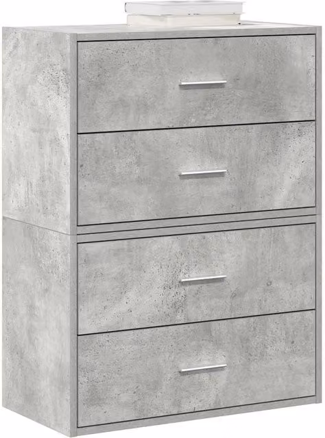 Berkfield Set of 2 Modern Freestanding Cabinets with 2 Drawers in Concrete Grey, W/D/H: 60 x 31 x 40 cm – 1