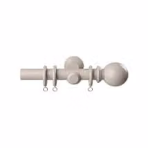 New Edge Blinds Grey Wooden Pole Ball Finial Curtain Hanging Pole Set, Width: 300 cm
