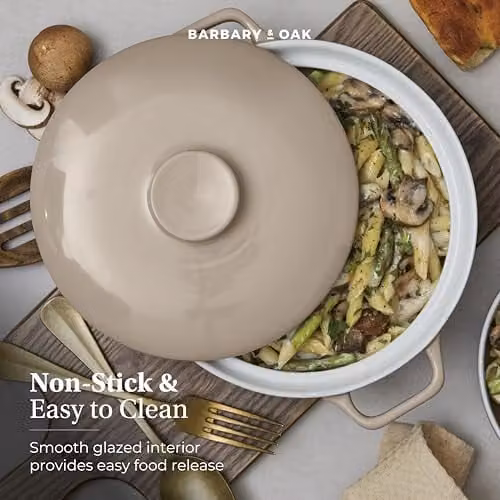 Tower Nattura Shallow Casserole Dish with Lid in Beige – 8