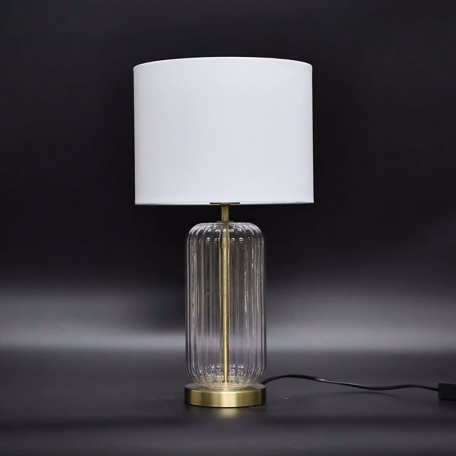 First Choice Lighting Walpole Fluted Glass Table Lamp in Bronze and Gold with White Fabric Shade, Height: 49 cm – 3