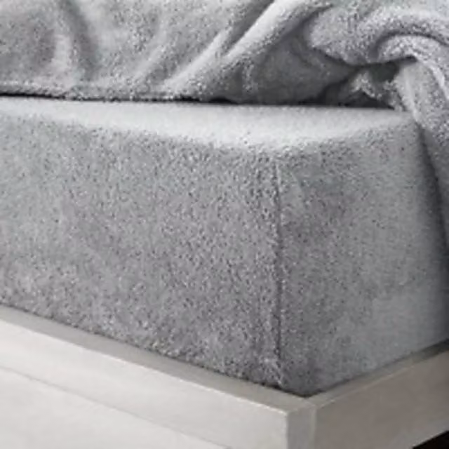 Homes-Linen Extra Deep Teddy Fleece Fitted Sheet in Silver, Double, W/D/H: 140 x 200 x 30 cm