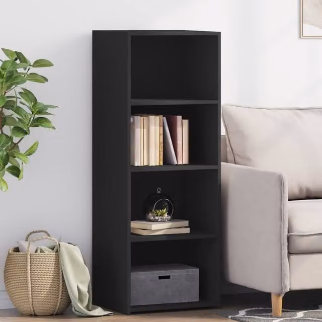 Berkfield Home Modern Black Highboard in MDF, W/D/H: 45 x 41 x 124 cm
