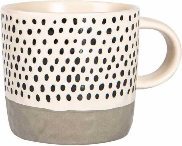 Nicola Spring Dotted Stoneware Coffee Mug, Grey, 385ml