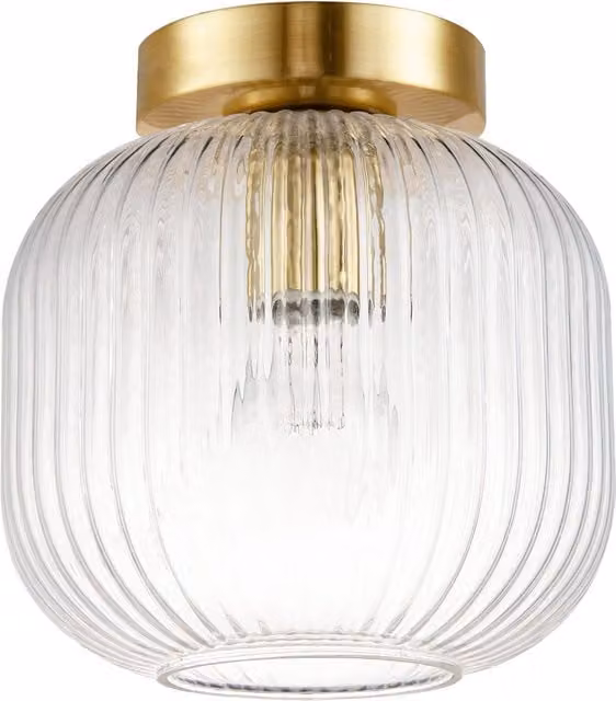 Happy Homewares Contemporary Ceiling Light Fitting with Transparent Glass Shade in Gold/Brass