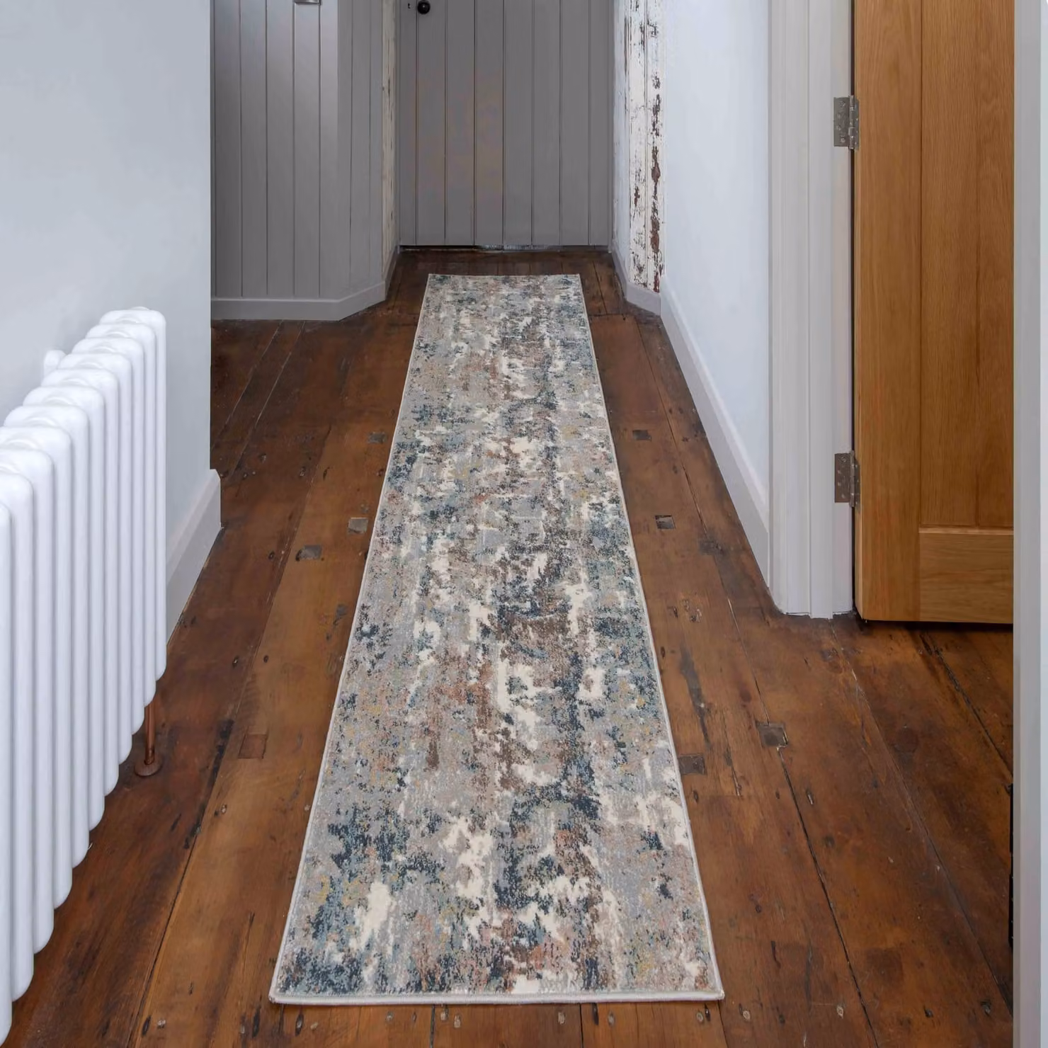 Kukoon Abstract Contemporary Area Rug in Blue and Grey, W: 190 cm, D: 280 cm – 3