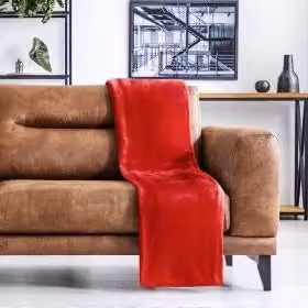 New Edge Blinds Plush Collection Flannel Fleece Super Soft Throw in Red, W/D/H: 140 x 180 cm – 5