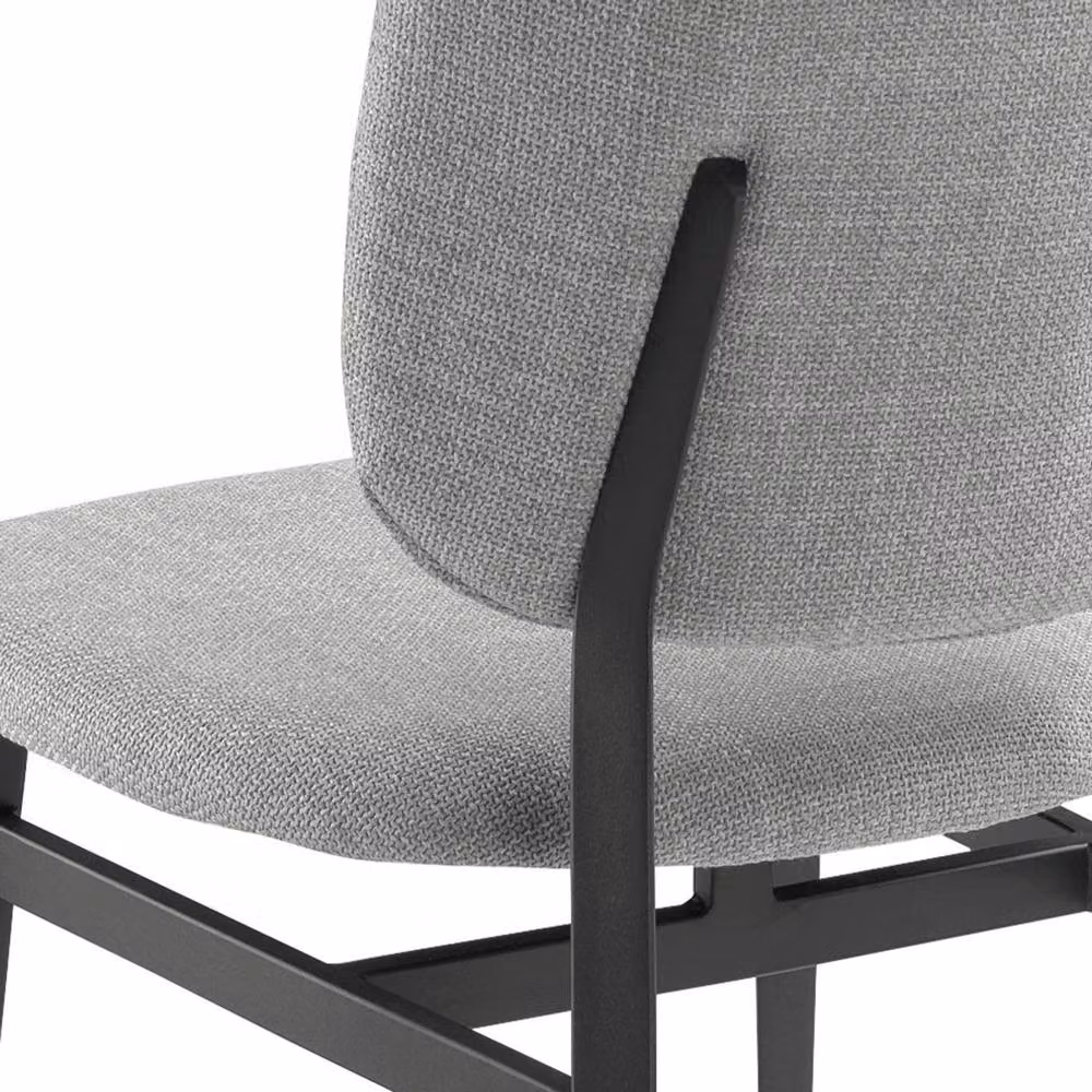 Angel Cerdá Modern Grey Fabric Dining Chair with Black Metal Legs, H 83 x W 60 x D 48 cm – 3