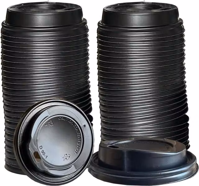 ECONX Disposable Sip Through Coffee Paper Cup Lids, Black, 80mm