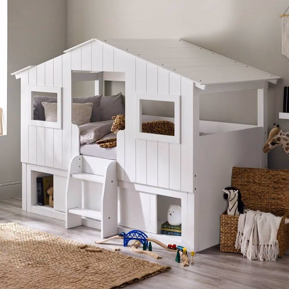 Cheshire Chestnut Treehouse Midsleeper Bed and Storage Unit in White, Single 90 x 200 cm – 2