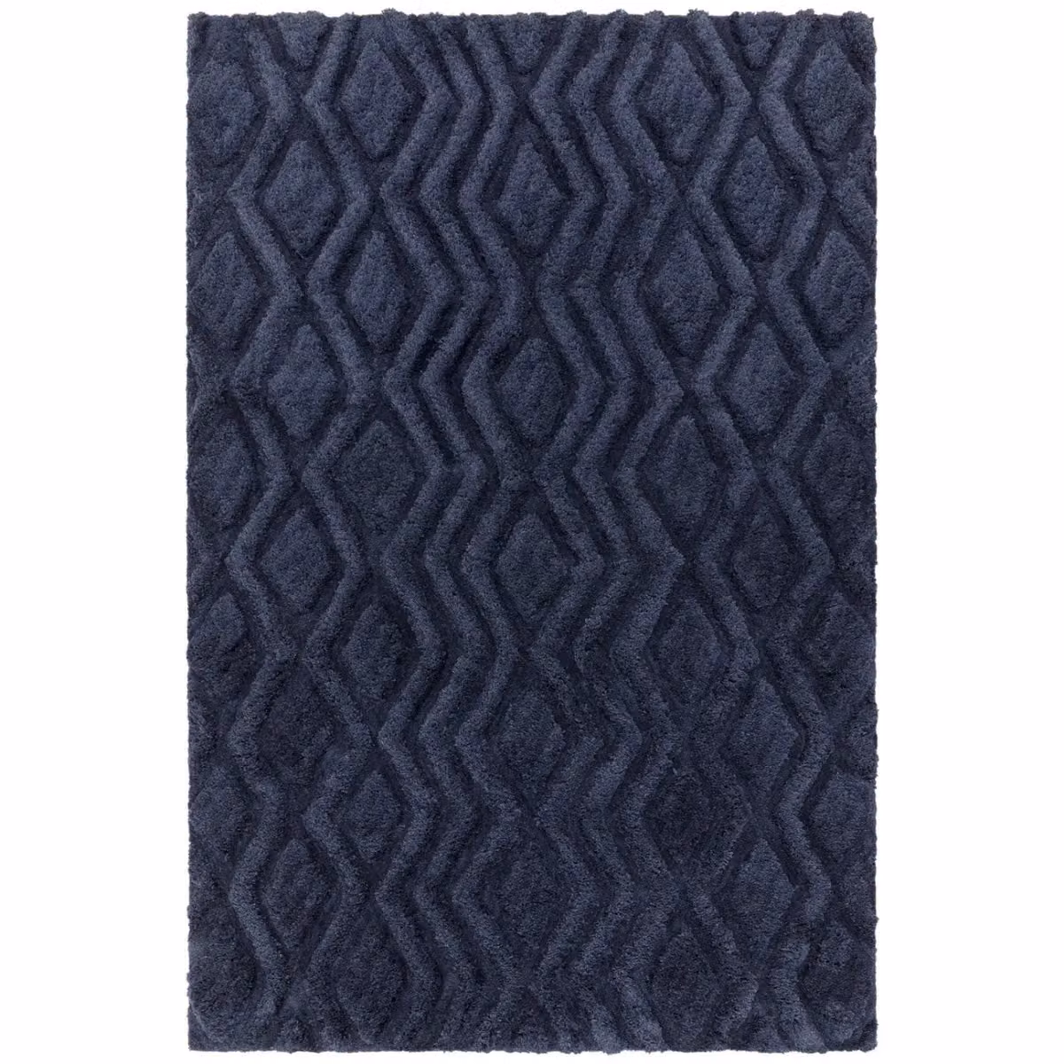 The Rug Shop UK Blue Modern Geometric Hand Made Shaggy Area Rug W: 200 cm, D: 290 cm – 4