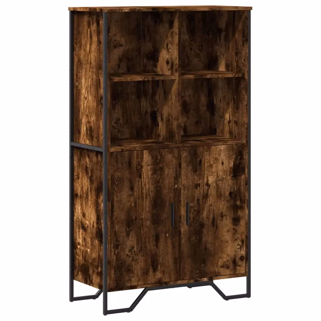 Berkfield Home Smoked Oak Highboard in Brown, W/D/H: 79.5 x 35.5 x 137.5 cm – 2