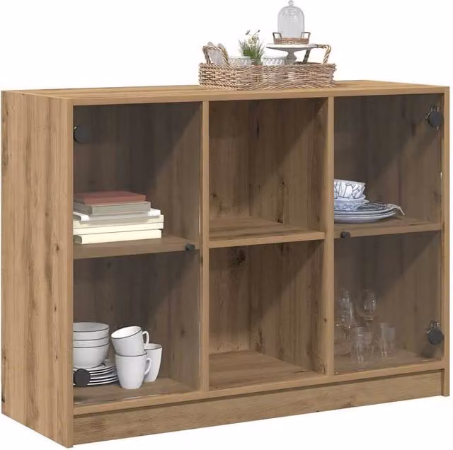 Berkfield Home Artisan Oak Sideboard in Brown, W/D/H: 102 x 37 x 75.5 cm – 1