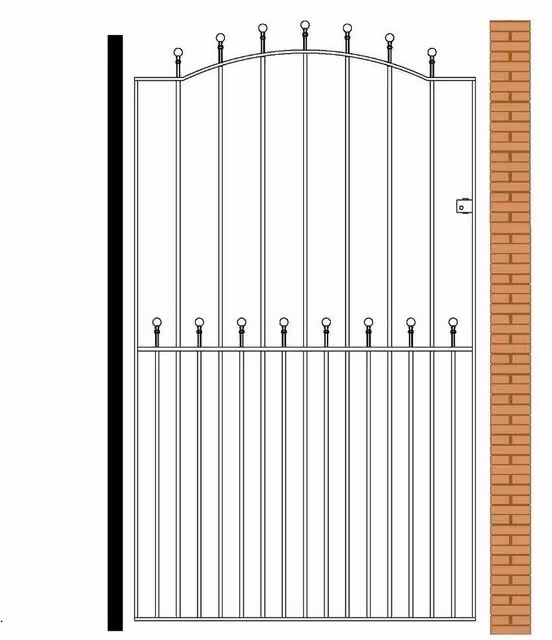 Burbage Iron Craft Manor Tall Bow Top Single Gate in Black, W: 122.0 cm, H: 195.5 cm – 1