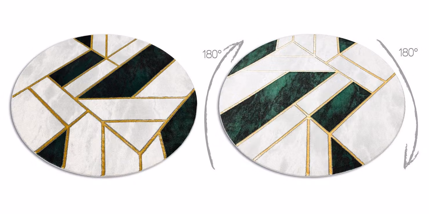 RugsX Emerald Round Geometric Rug in Green, Diameter: 160 cm – 2