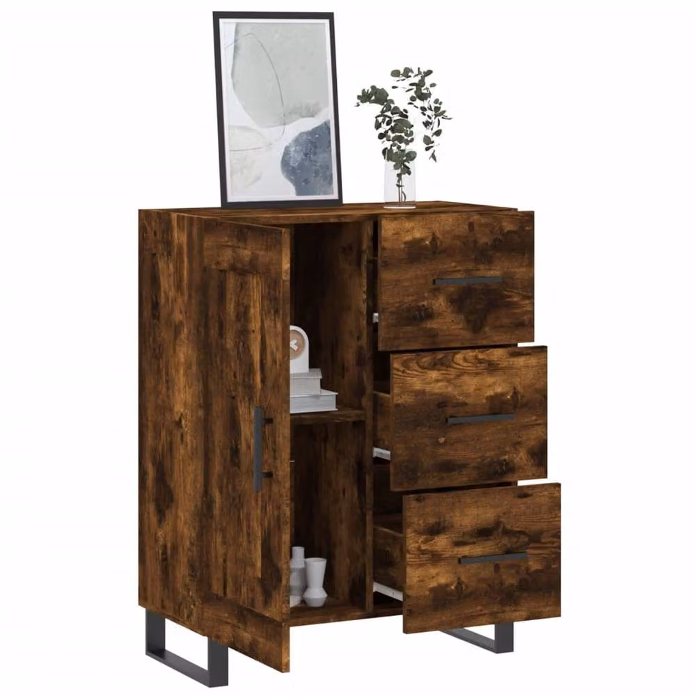 Berkfield Home Smoked Oak Sideboard in Brown, W/D/H: 69.5 x 34 x 90 cm – 4